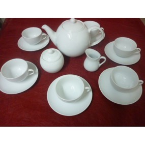 ACMLIFE Service à thé et à café en porcelaine anglaise, 21 pièces en  porcelaine pour 6 personnes, avec théière, sucrier, pichet à crème et  cuillères à